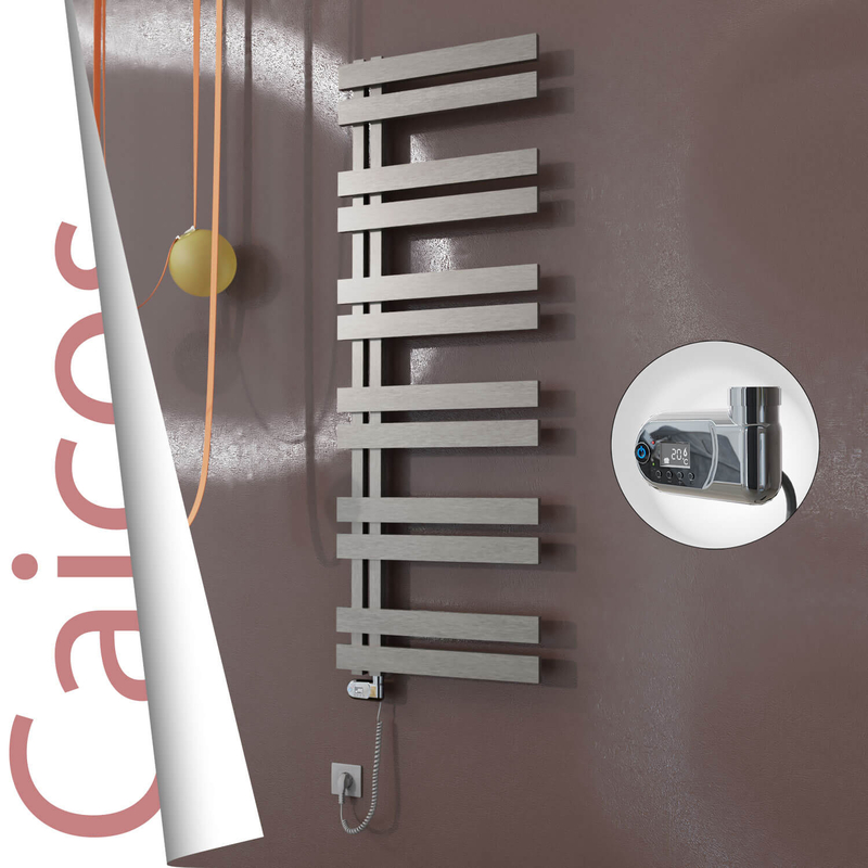 Caicos Electric Stainless Steel Towel Rail 500x1530 Satin Polished (Thesis Thermostat) 600W 