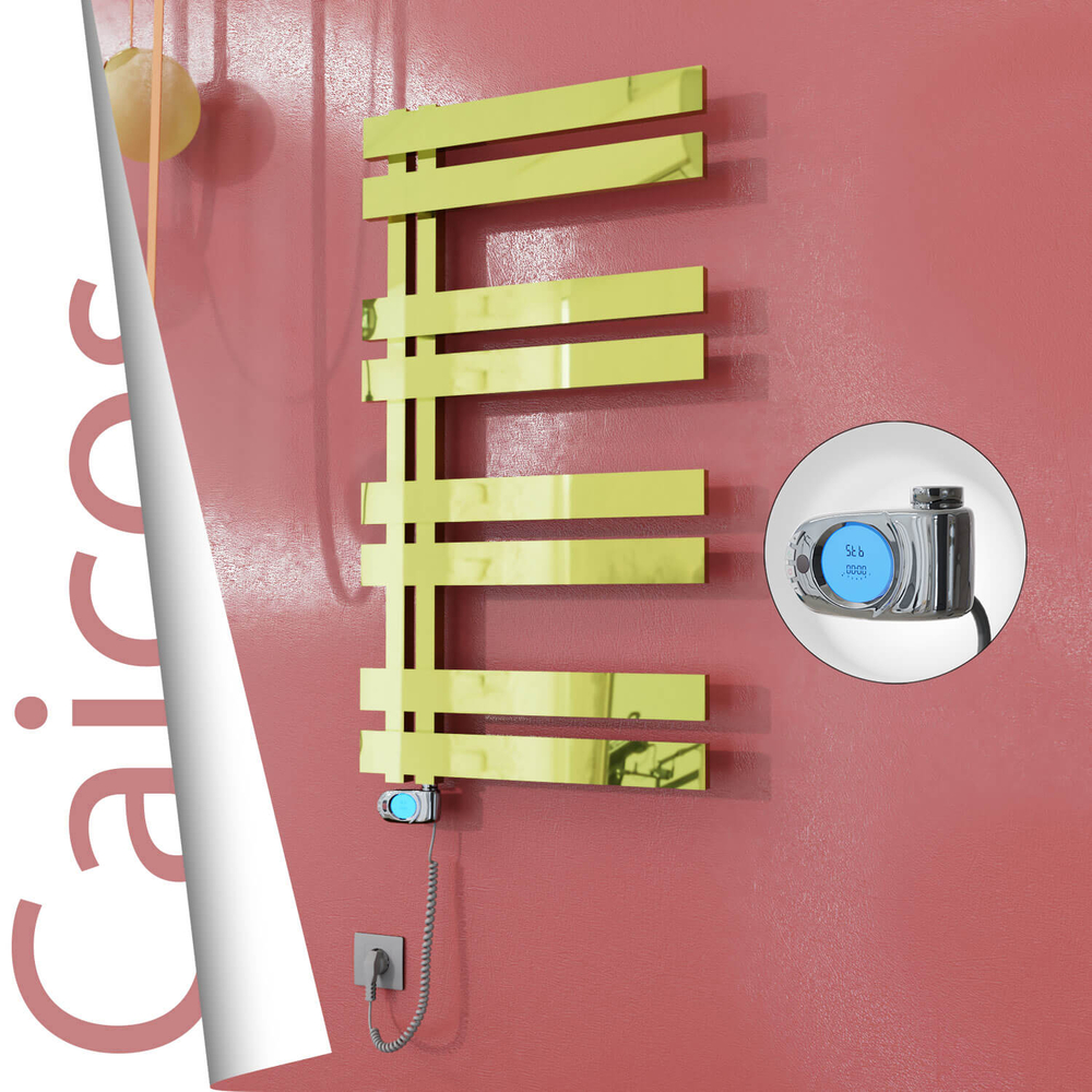 Caicos Electric Stainless Steel Towel Rail 500x990 Gold (Musa Thermostat) 300W - 1