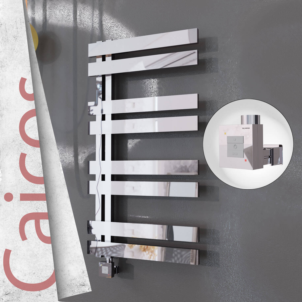 Caicos Electric Stainless Steel Towel Rail 500x990 Mirror Polished (KTX1 Thermostat) 300W - 1