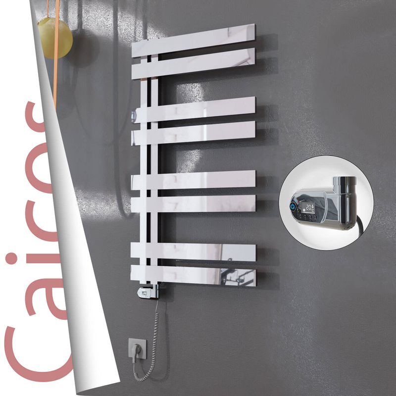 Caicos Electric Stainless Steel Towel Rail 500x990 Mirror Polished (Thesis Thermostat) 300W 