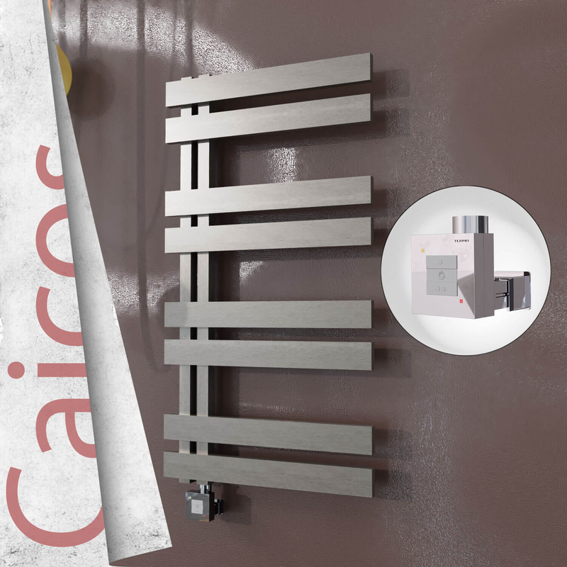 Caicos Electric Stainless Steel Towel Rail 500x990 Satin Polished (KTX1 Thermostat) 300W