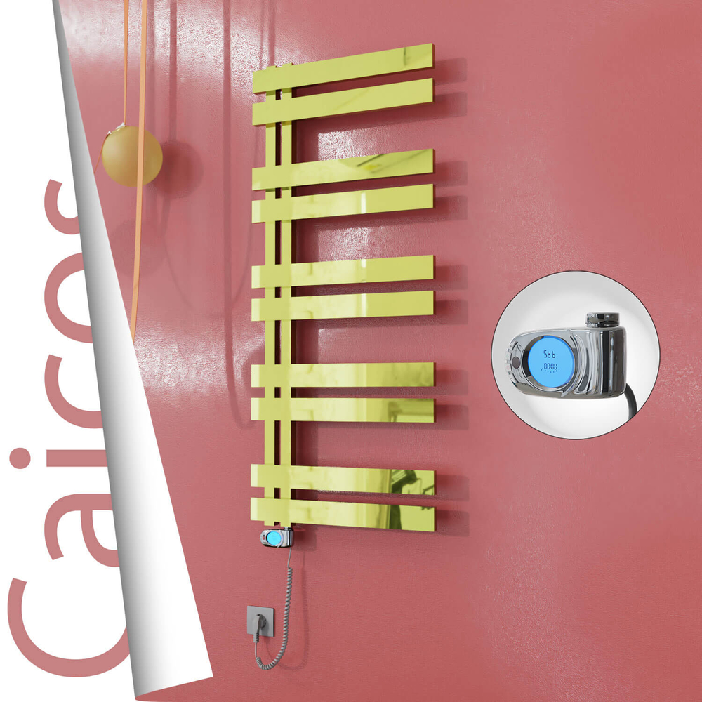 Caicos Electric Stainless Steel Towel Rail 600x1260 Gold (Musa Thermostat) 600W - 1