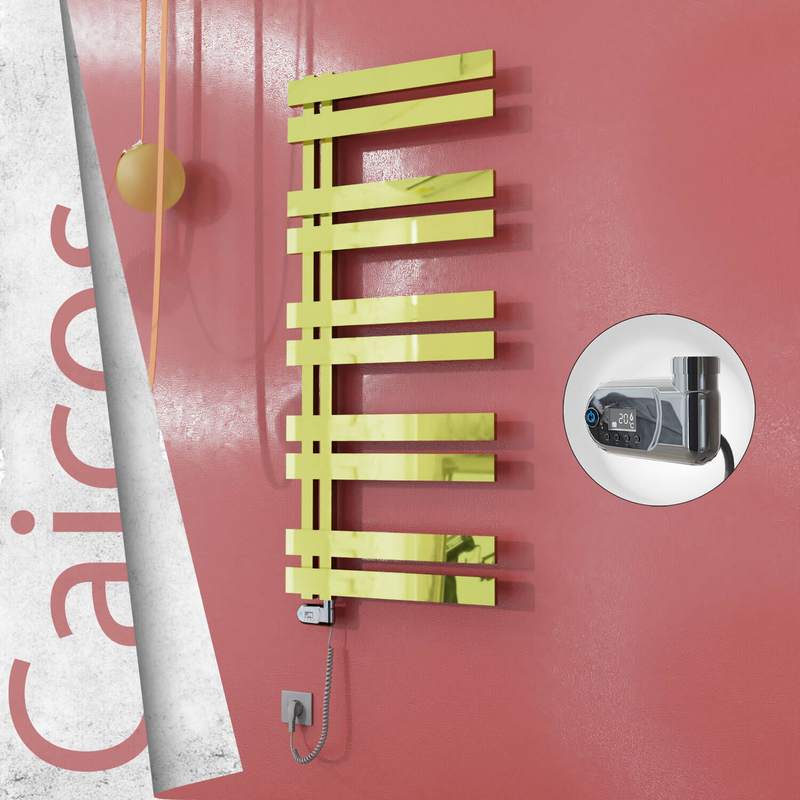Caicos Electric Stainless Steel Towel Rail 600x1260 Gold (Thesis Thermostat) 600W 