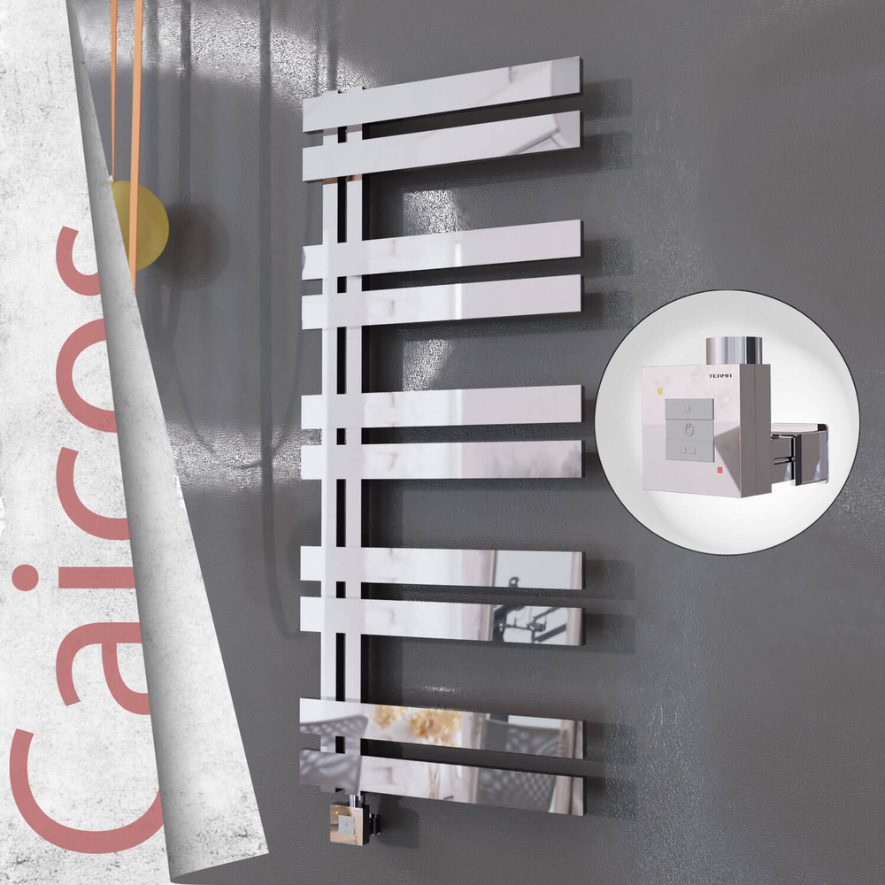 Caicos Electric Stainless Steel Towel Rail 600x1260 Mirror Polished (KTX1 Thermostat) 600W - 1