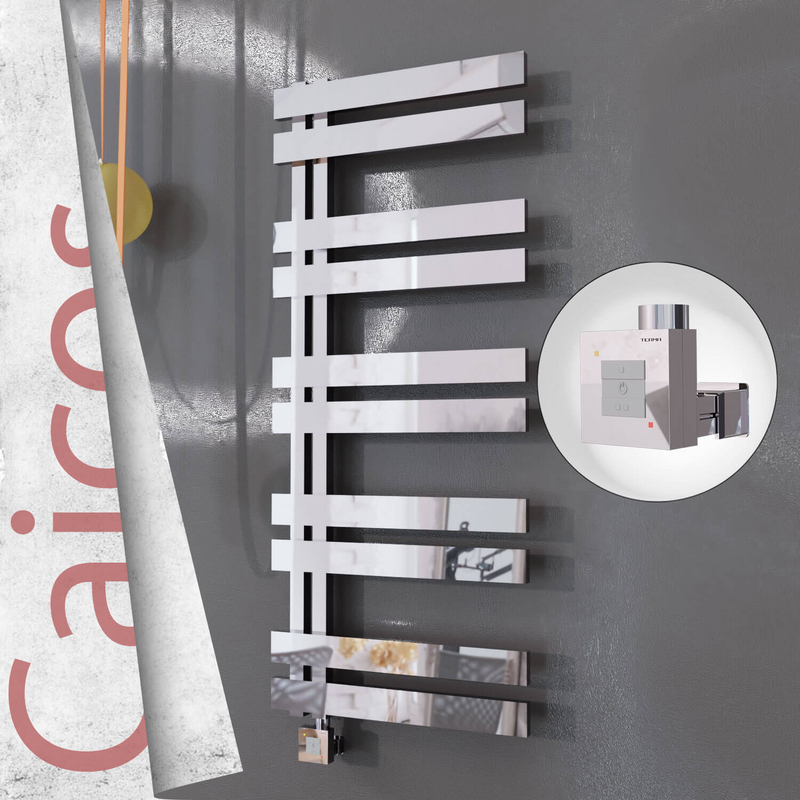 Caicos Electric Stainless Steel Towel Rail 600x1260 Mirror Polished (KTX1 Thermostat) 600W 
