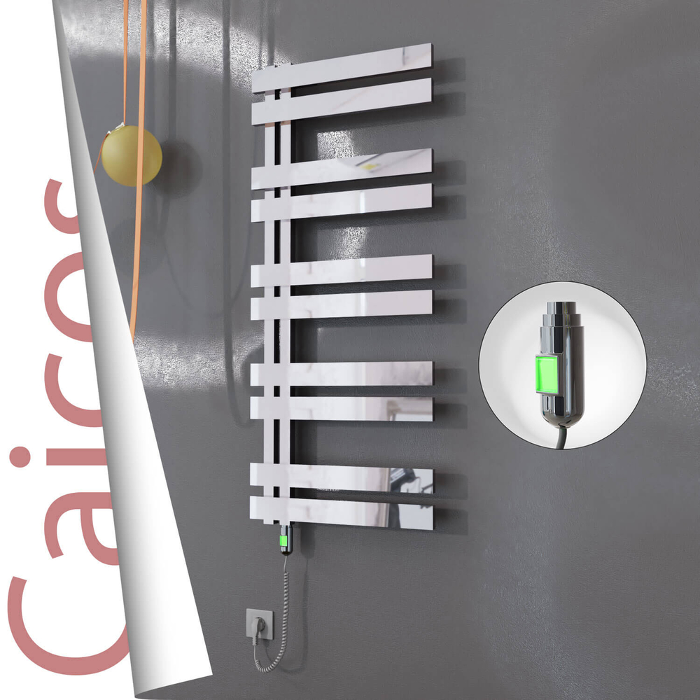 Caicos Electric Stainless Steel Towel Rail 600x1260 Mirror Polished (On/Off Switch) 600W - 1