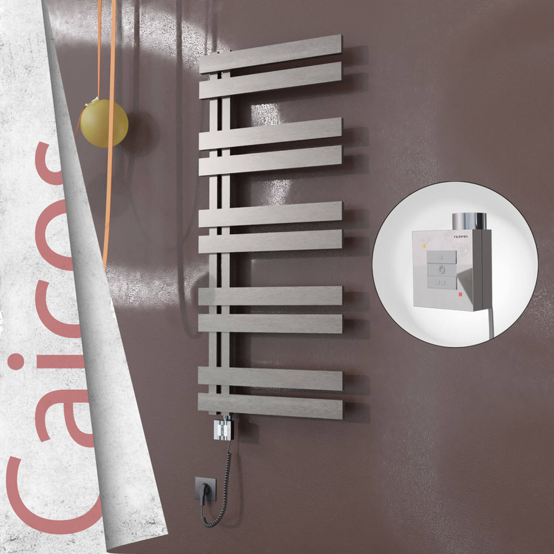 Caicos Electric Stainless Steel Towel Rail 600x1260 Satin Polished (KTX1 Thermostat) 600W Spiral Cable 