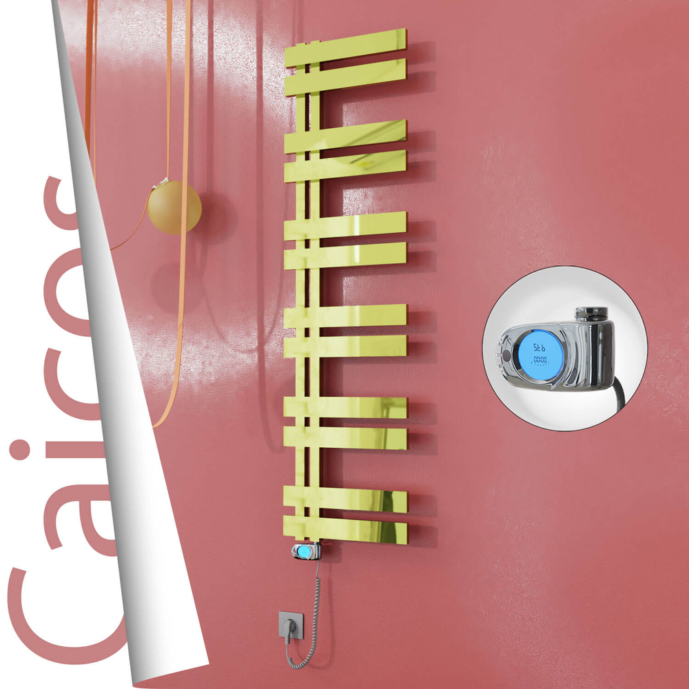 Caicos Electric Stainless Steel Towel Rail 600x1530 Gold (Musa Thermostat) 600W - 1