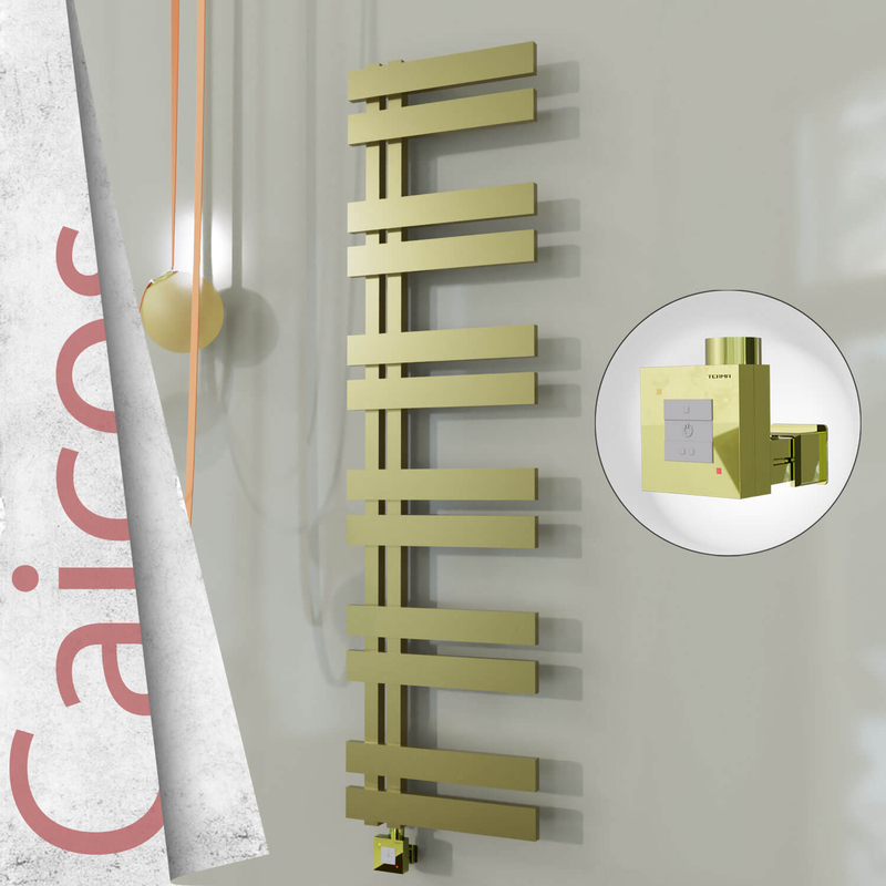 Caicos Electric Stainless Steel Towel Rail 600x1530 Satin Gold (KTX1 Thermostat) 600W