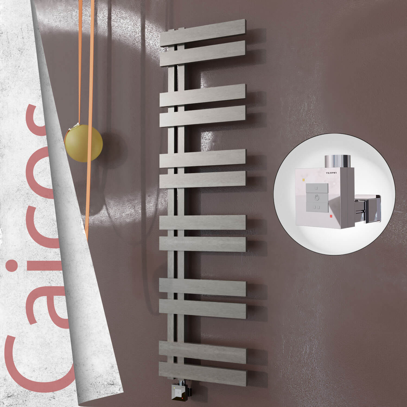 Caicos Electric Stainless Steel Towel Rail 600x1530 Satin Polished (KTX1 Thermostat) 600W