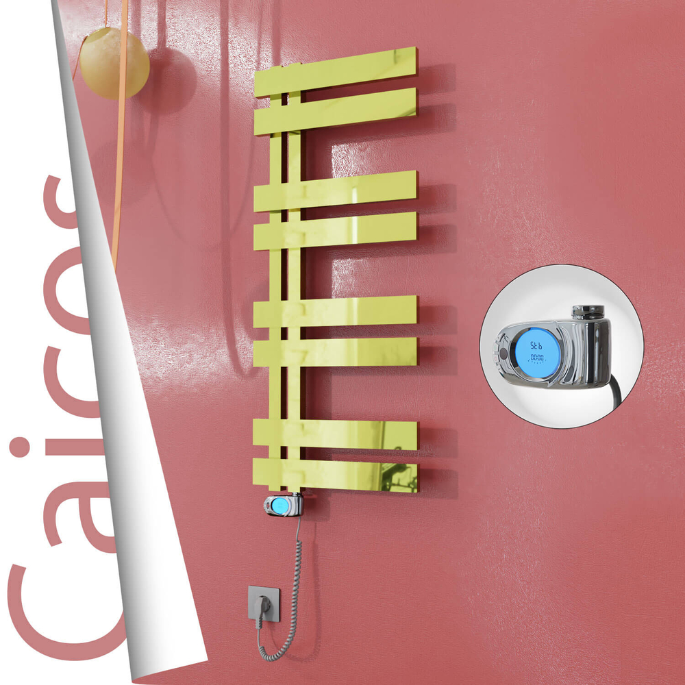 Caicos Electric Stainless Steel Towel Rail 600x990 Gold (Musa Thermostat) 300W - 1