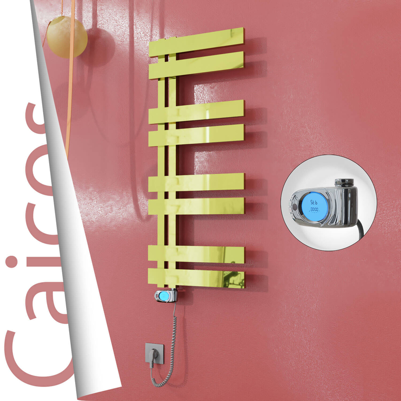 Caicos Electric Stainless Steel Towel Rail 600x990 Gold (Musa Thermostat) 300W