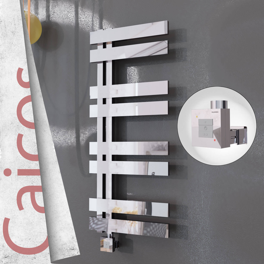 Caicos Electric Stainless Steel Towel Rail 600x990 Mirror Polished (KTX1 Thermostat) 300W - 1