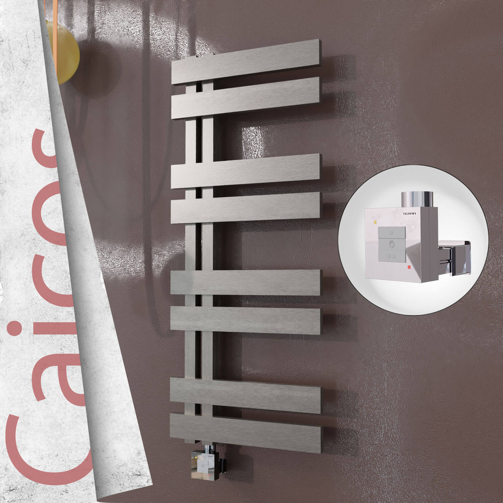 Caicos Electric Stainless Steel Towel Rail 600x990 Satin Polished (KTX1 Thermostat) 300W - 1