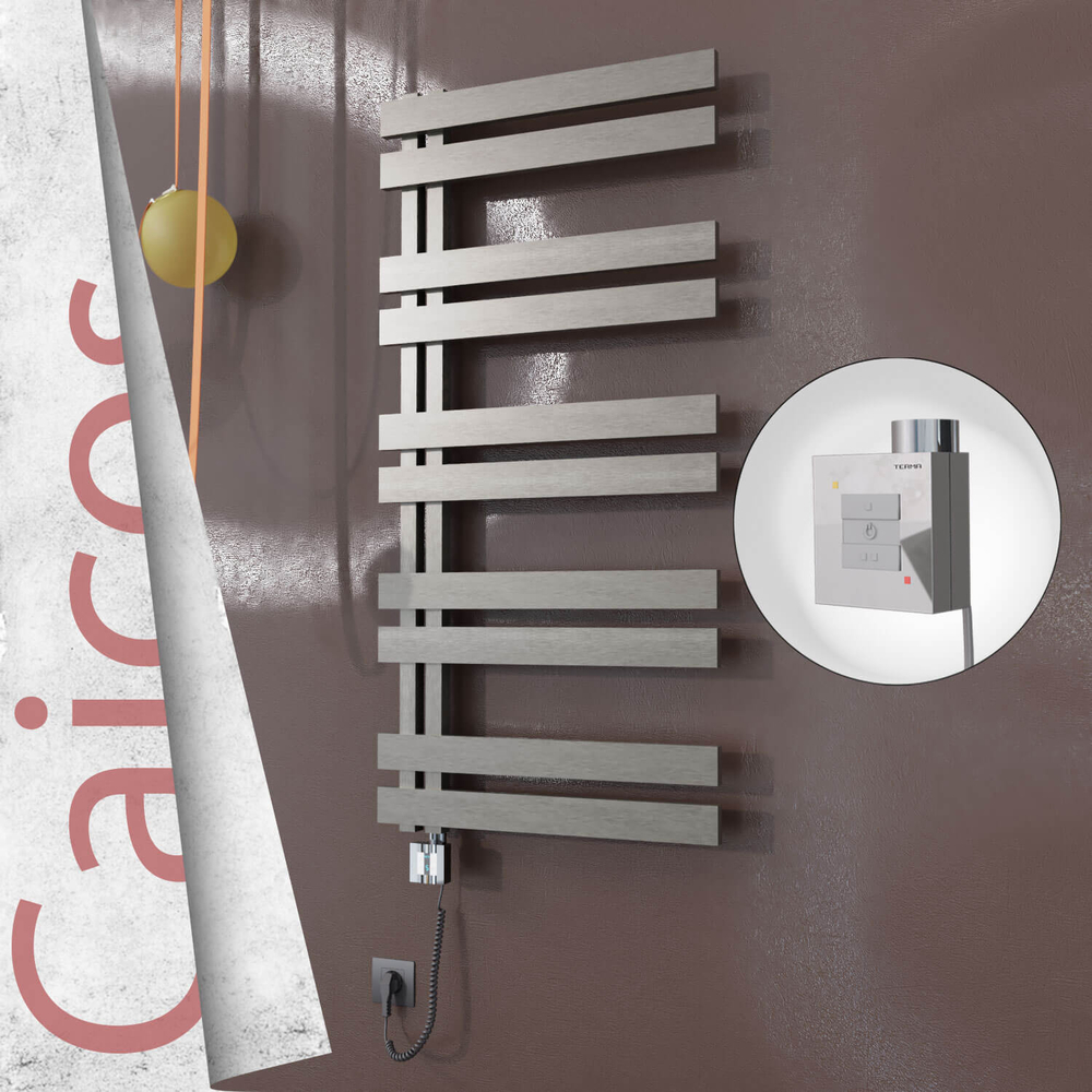 Caicos Elektrikli Paslanmaz Çelik Havlupan 400x1260 Satin Polisaj (KTX1 Termostat) 300W Spiral Kablolu - 1