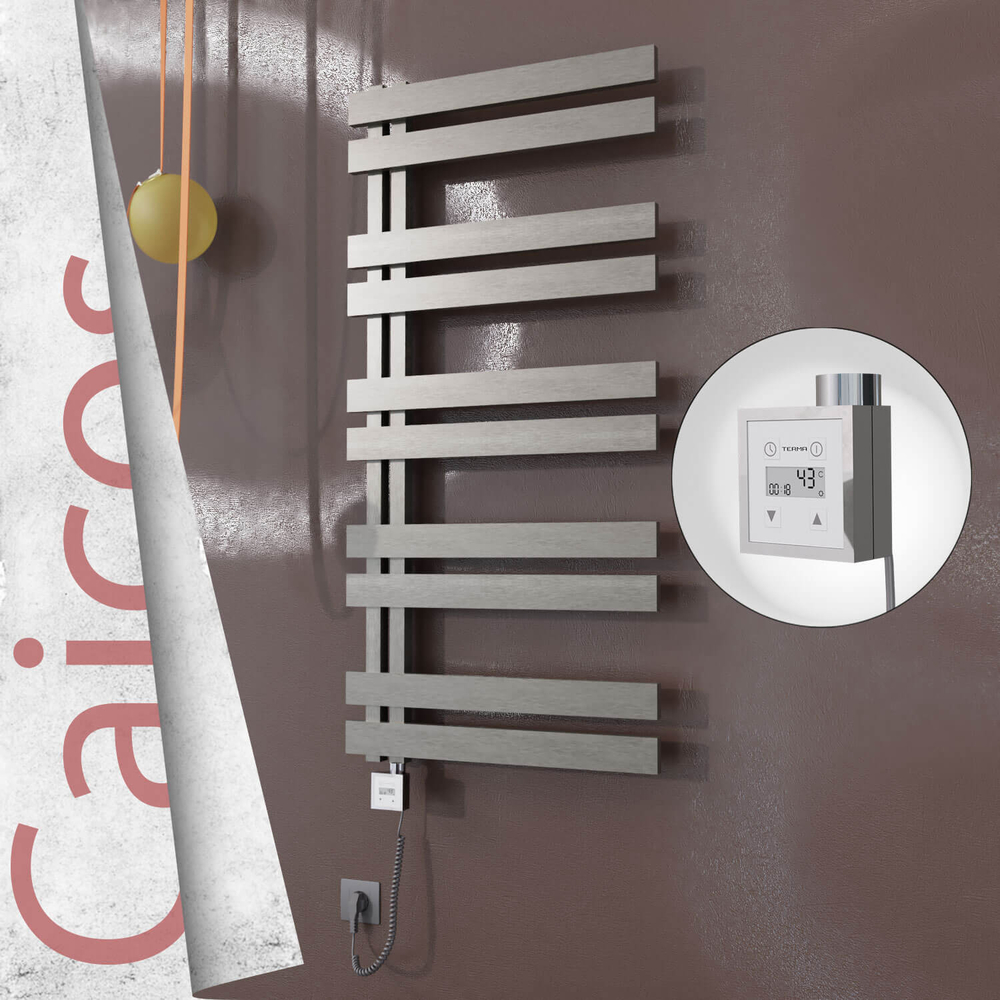 Caicos Elektrikli Paslanmaz Çelik Havlupan 400x1260 Satin Polisaj (KTX3 Termostat) 300W Spiral Kablolu - 1