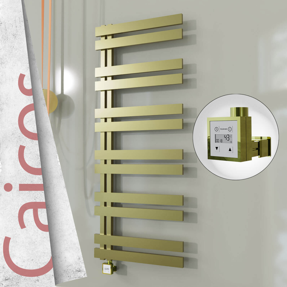 Caicos Elektrikli Paslanmaz Çelik Havlupan 400x1530 Satine Altın (KTX3 Termostat) 600W - 1