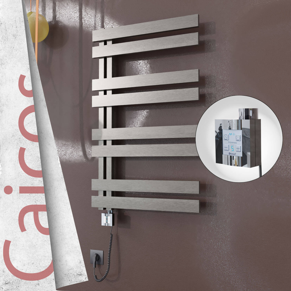 Caicos Elektrikli Paslanmaz Çelik Havlupan 400x990 Satin Polisaj (KTX4 Termostat) 300W Spiral Kablolu - 1