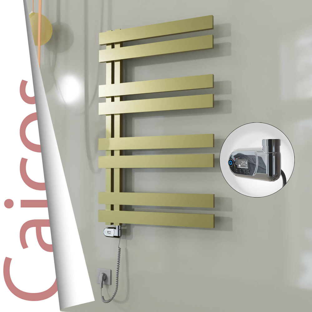 Caicos Elektrikli Paslanmaz Çelik Havlupan 400x990 Satine Altın (Thesis Termostat) 300W - 1