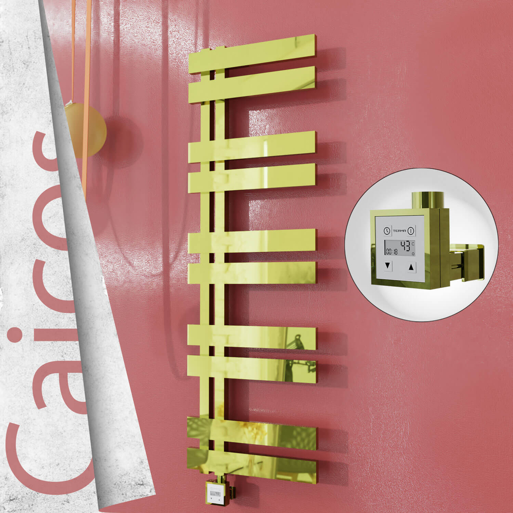 Caicos Elektrikli Paslanmaz Çelik Havlupan 500x1260 Altın (KTX3 Termostat) 600W - 1