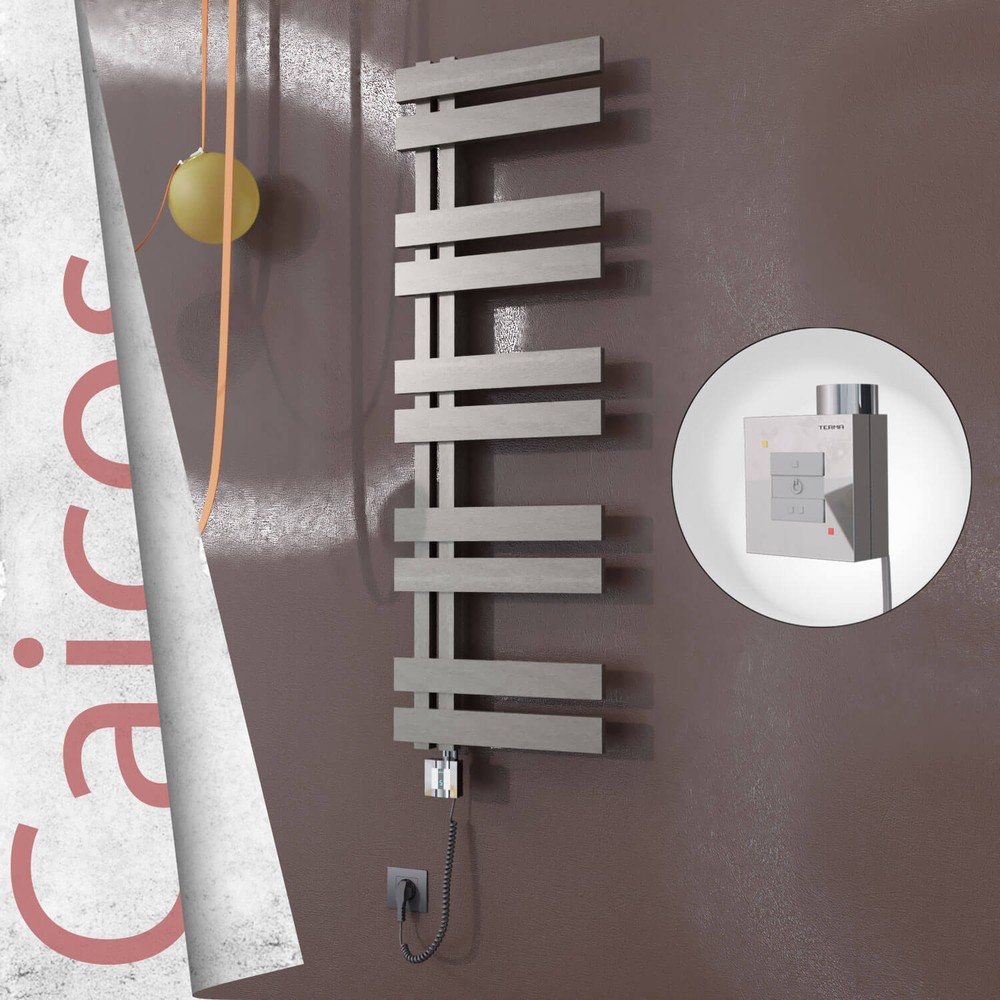 Caicos Elektrikli Paslanmaz Çelik Havlupan 500x1260 Satin Polisaj (KTX1 Termostat) 600W Spiral Kablolu - 1
