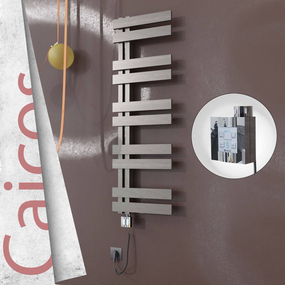 Caicos Elektrikli Paslanmaz Çelik Havlupan 500x1260 Satin Polisaj (KTX4 Termostat) 600W Spiral Kablolu - 1
