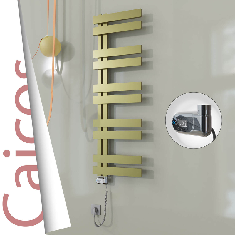 Caicos Elektrikli Paslanmaz Çelik Havlupan 500x1260 Satine Altın (Thesis Termostat) 600W 