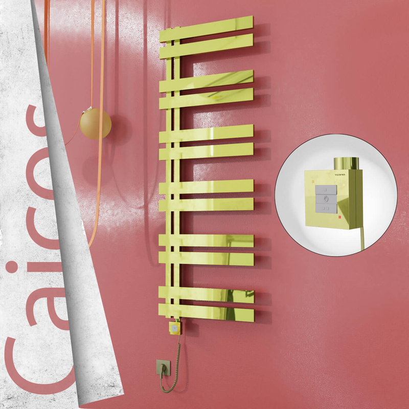 Caicos Elektrikli Paslanmaz Çelik Havlupan 500x1530 Altın (KTX1 Termostat) 600W Spiral Kablolu