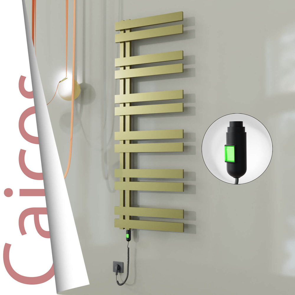 Caicos Elektrikli Paslanmaz Çelik Havlupan 500x1530 Satine Altın (On/Off Düğmeli) 600W - 1