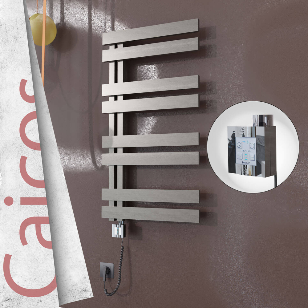 Caicos Elektrikli Paslanmaz Çelik Havlupan 500x990 Satin Polisaj (KTX4 Termostat) 300W Spiral Kablolu - 1