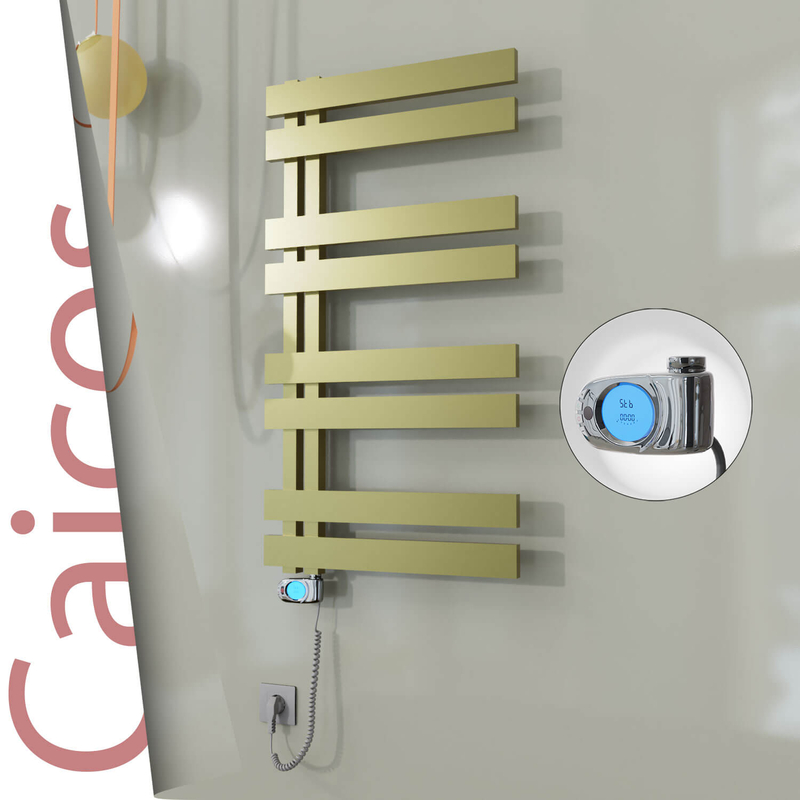Caicos Elektrikli Paslanmaz Çelik Havlupan 500x990 Satine Altın (Musa Termostat) 300W