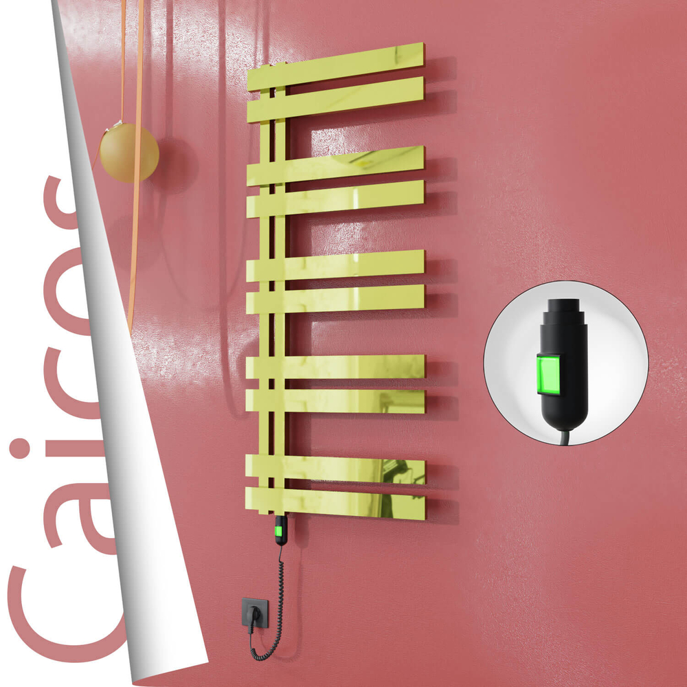 Caicos Elektrikli Paslanmaz Çelik Havlupan 600x1260 Altın (On/Off Düğmeli) 600W - 1