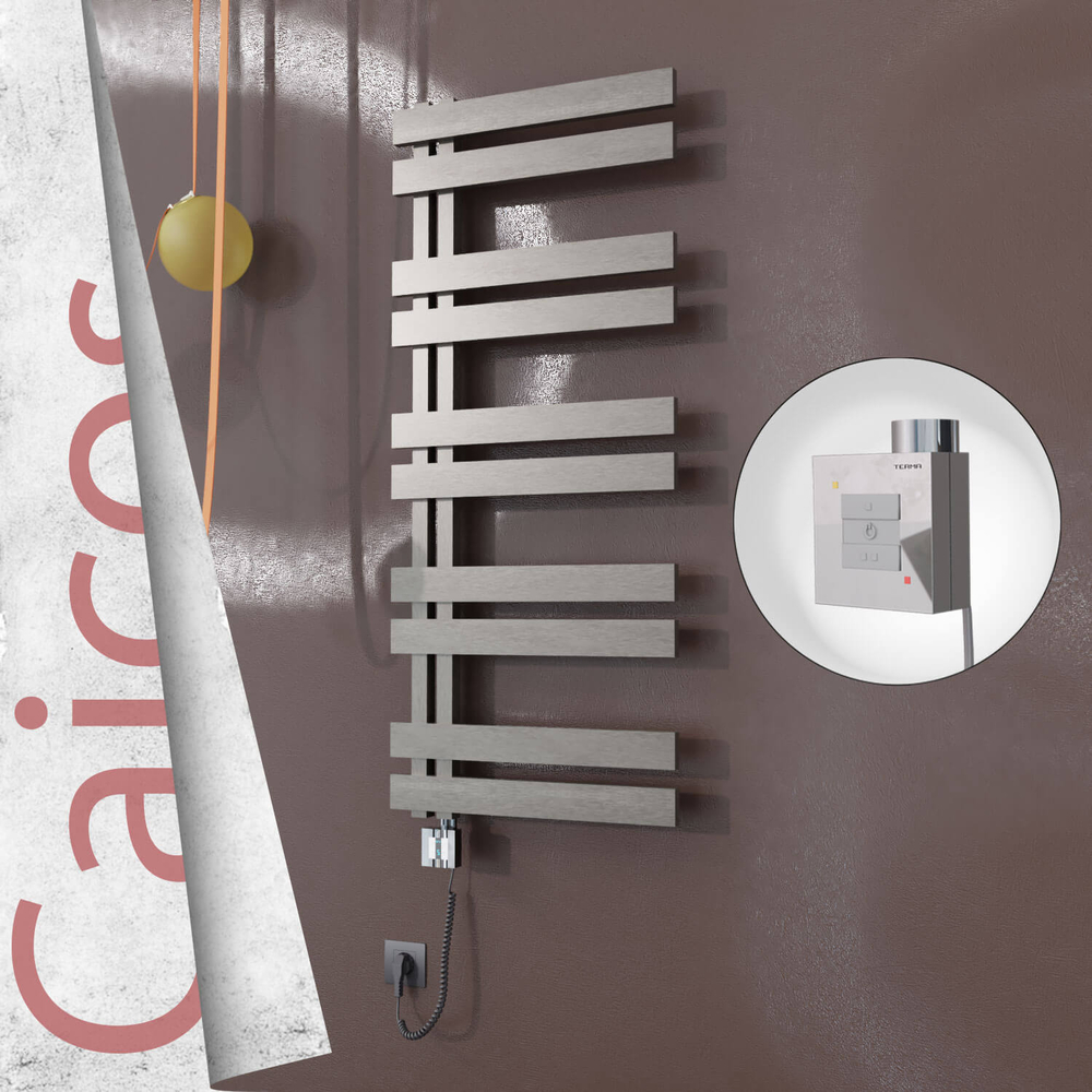 Caicos Elektrikli Paslanmaz Çelik Havlupan 600x1260 Satin Polisaj (KTX1 Termostat) 600W Spiral Kablolu - 1