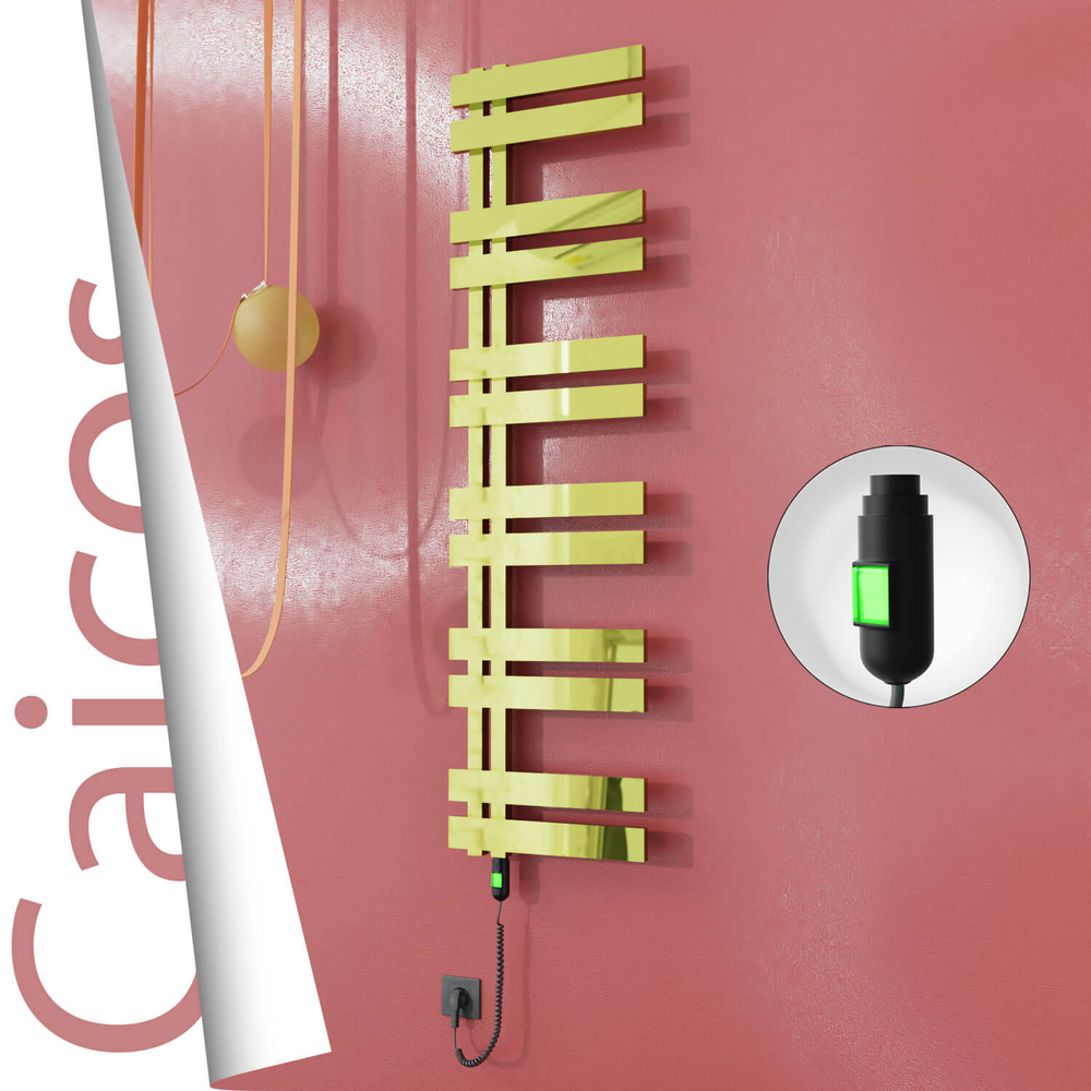 Caicos Elektrikli Paslanmaz Çelik Havlupan 600x1530 Altın (On/Off Düğmeli) 600W - 1