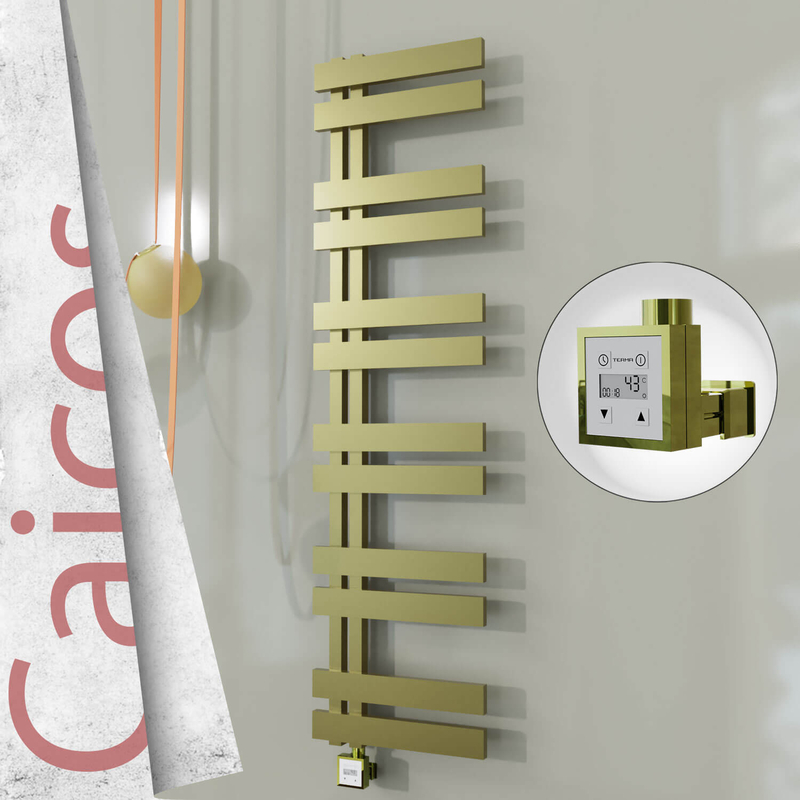 Caicos Elektrikli Paslanmaz Çelik Havlupan 600x1530 Satine Altın (KTX3 Termostat) 600W