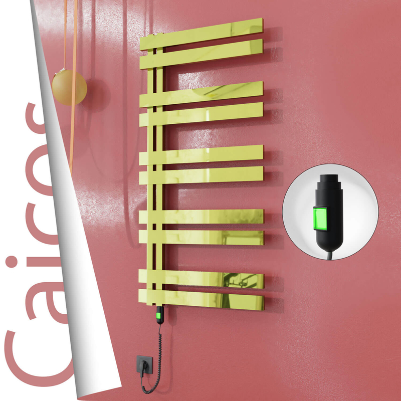 Caicos Sèche-serviettes Électrique en Inox 400x1260 Doré (Interrupteur Marche/Arrêt) 300W 