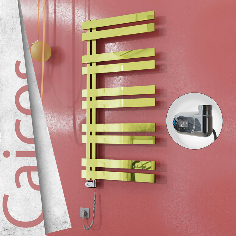 Caicos Sèche-serviettes Électrique en Inox 400x1260 Doré (Thesis Thermostat) 300W 