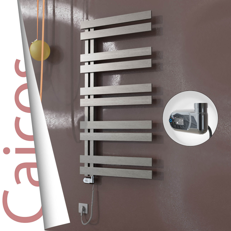 Caicos Sèche-serviettes Électrique en Inox 400x1260 Poli Satiné (Thesis Thermostat) 300W 