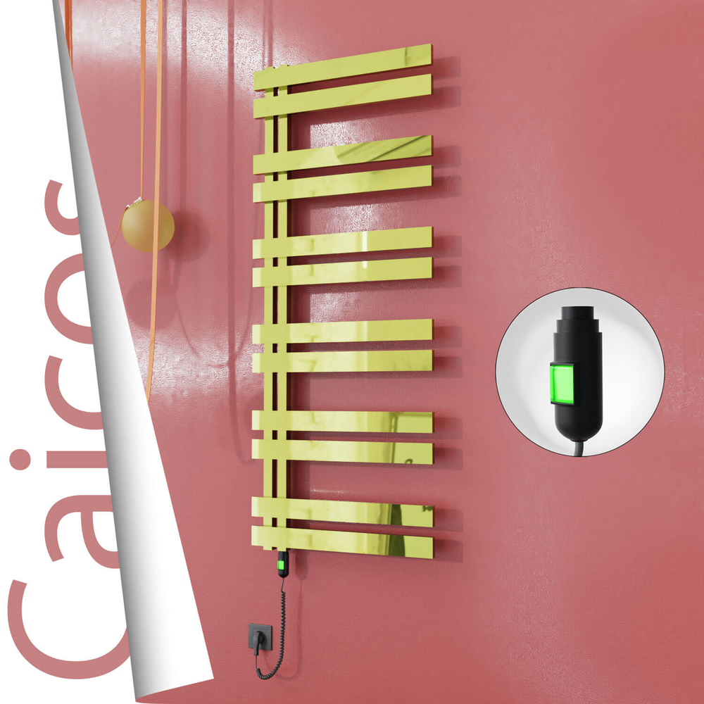 Caicos Sèche-serviettes Électrique en Inox 400x1530 Doré (Interrupteur Marche/Arrêt) 600W - 1