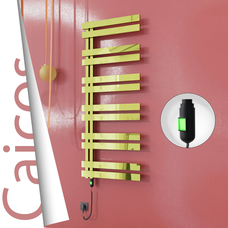 Caicos Sèche-serviettes Électrique en Inox 400x1530 Doré (Interrupteur Marche/Arrêt) 600W 
