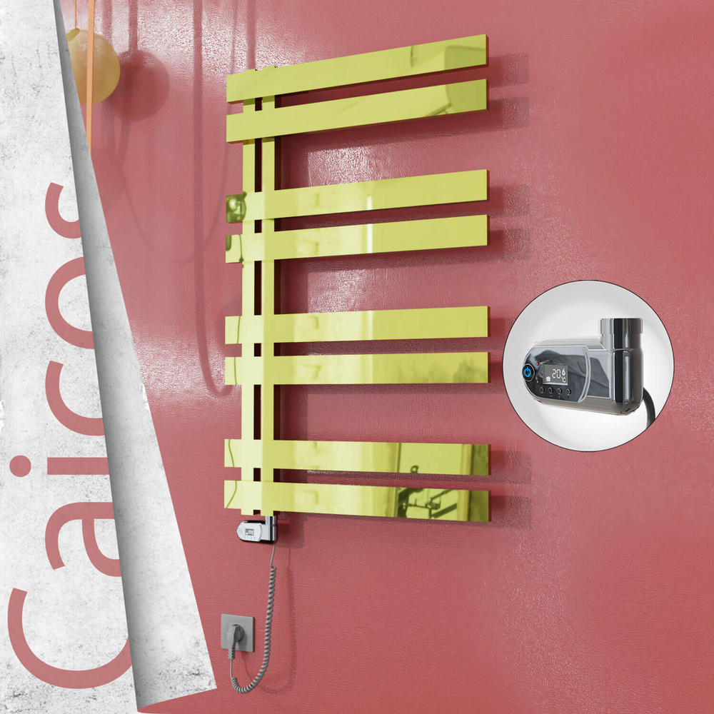 Caicos Sèche-serviettes Électrique en Inox 400x990 Doré (Thesis Thermostat) 300W - 1
