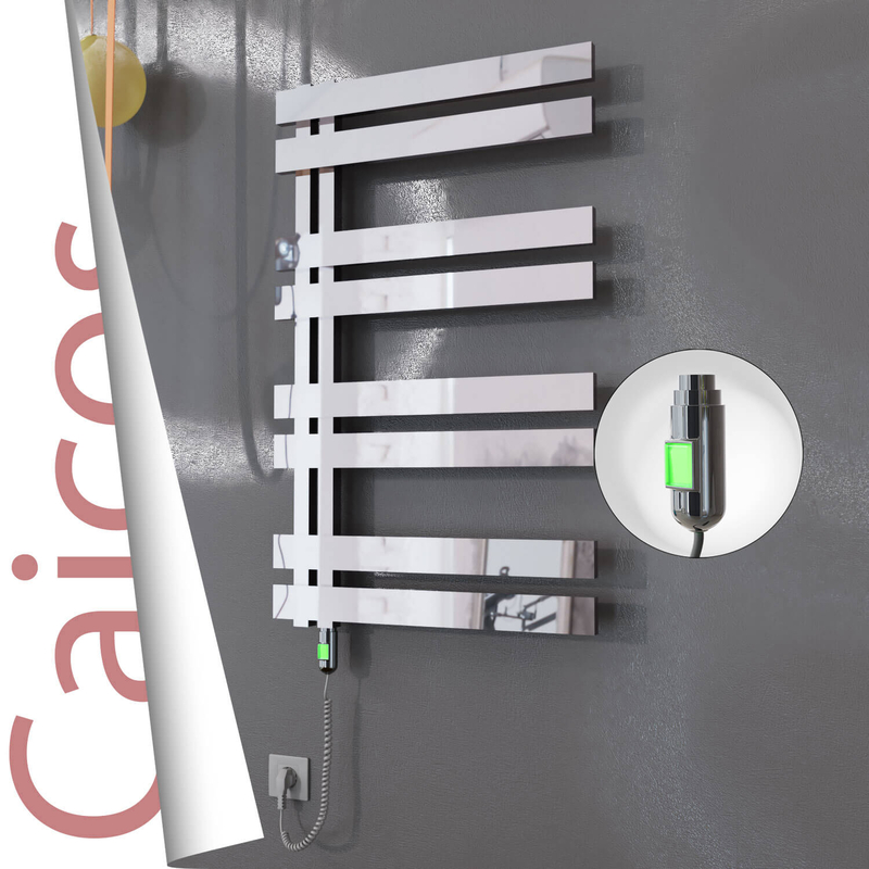 Caicos Sèche-serviettes Électrique en Inox 400x990 Poli Miroir (Interrupteur Marche/Arrêt) 300W 