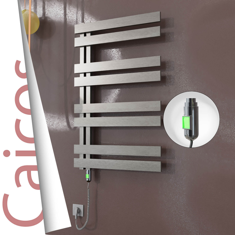 Caicos Sèche-serviettes Électrique en Inox 400x990 Poli Satiné (Interrupteur Marche/Arrêt) 300W 
