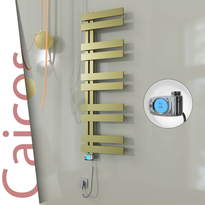 Caicos Sèche-serviettes Électrique en Inox 500x1260 Doré Satiné (Musa Thermostat) 600W 