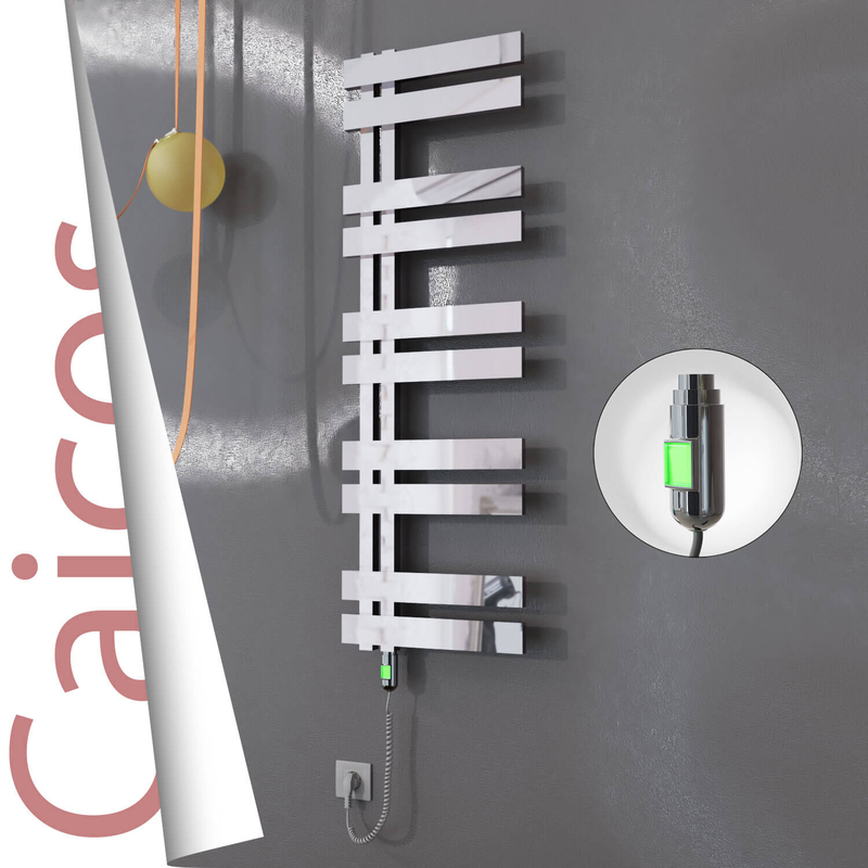 Caicos Sèche-serviettes Électrique en Inox 500x1260 Poli Miroir (Interrupteur Marche/Arrêt) 600W 