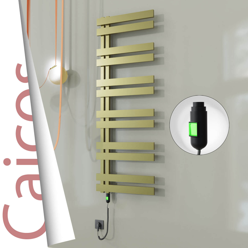 Caicos Sèche-serviettes Électrique en Inox 500x1530 Doré Satiné (Interrupteur Marche/Arrêt) 600W 