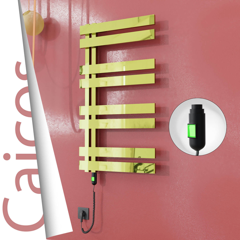 Caicos Sèche-serviettes Électrique en Inox 500x990 Doré (Interrupteur Marche/Arrêt) 300W 