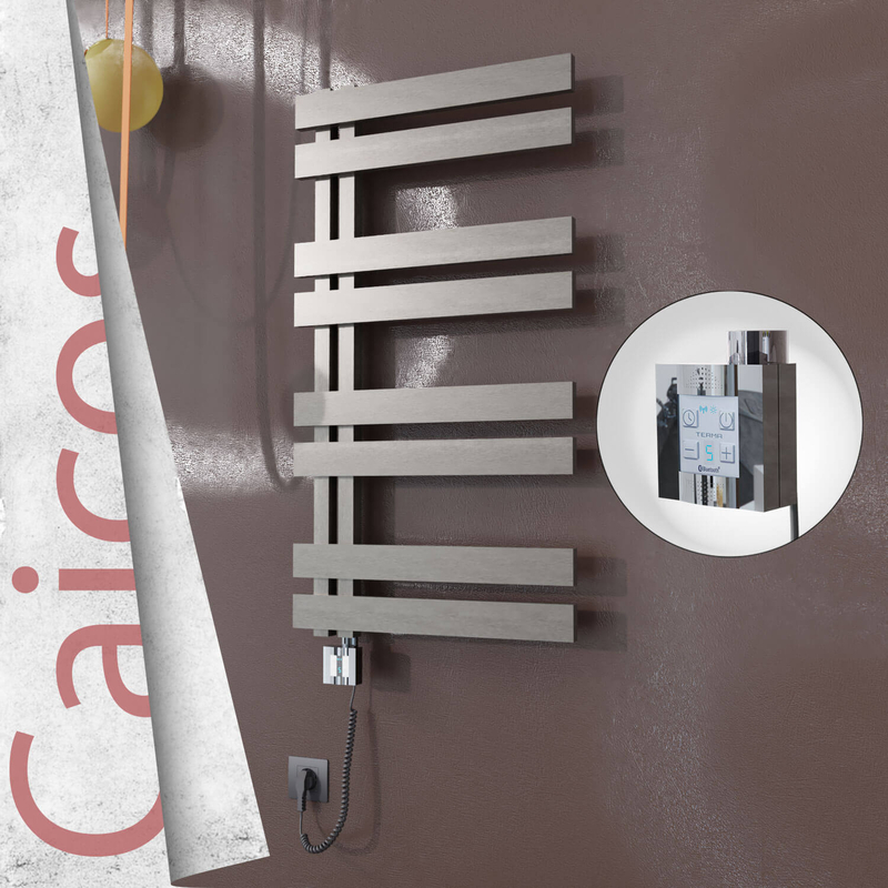 Caicos Sèche-serviettes Électrique en Inox 500x990 Poli Satiné (KTX4 Thermostat) 300W Câble Spiralé 