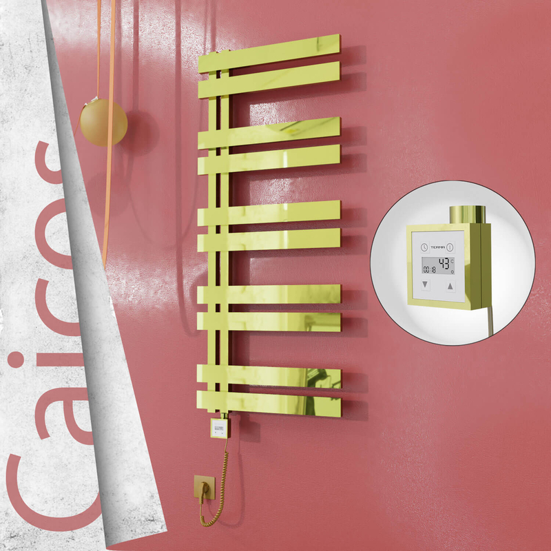 Caicos Sèche-serviettes Électrique en Inox 600x1260 Doré (KTX3 Thermostat) 600W Câble Spiralé