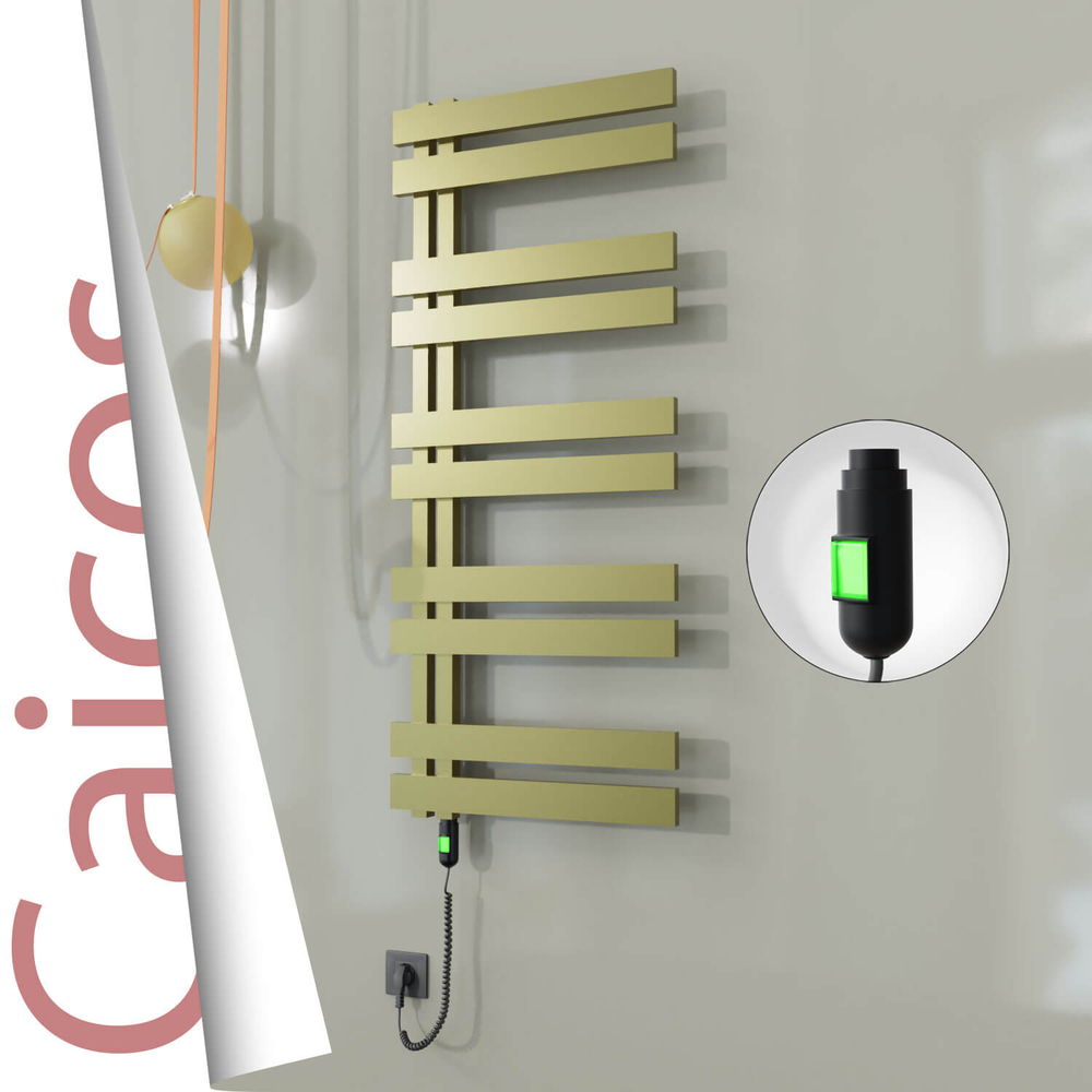 Caicos Sèche-serviettes Électrique en Inox 600x1260 Doré Satiné (Interrupteur Marche/Arrêt) 600W - 1